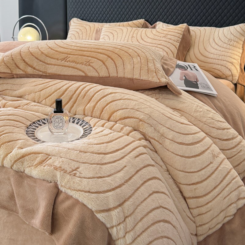 冬季加厚保暖兔兔绒软糯被短毛绒珊瑚绒床单被冬天床品