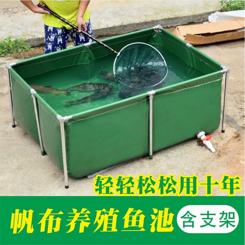 鱼池带支架养殖养鱼金鱼锦鲤水池乌龟蓄水箱折叠卖鱼摆摊帆布鱼池