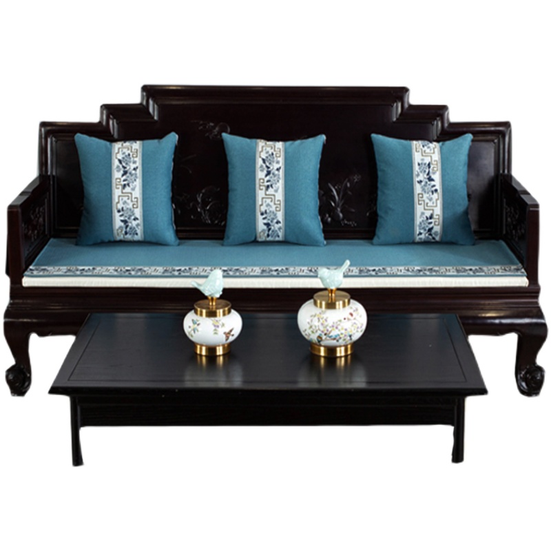 四季通用红木家具沙发坐垫防滑全棉亚麻实木皮沙发垫子薄款