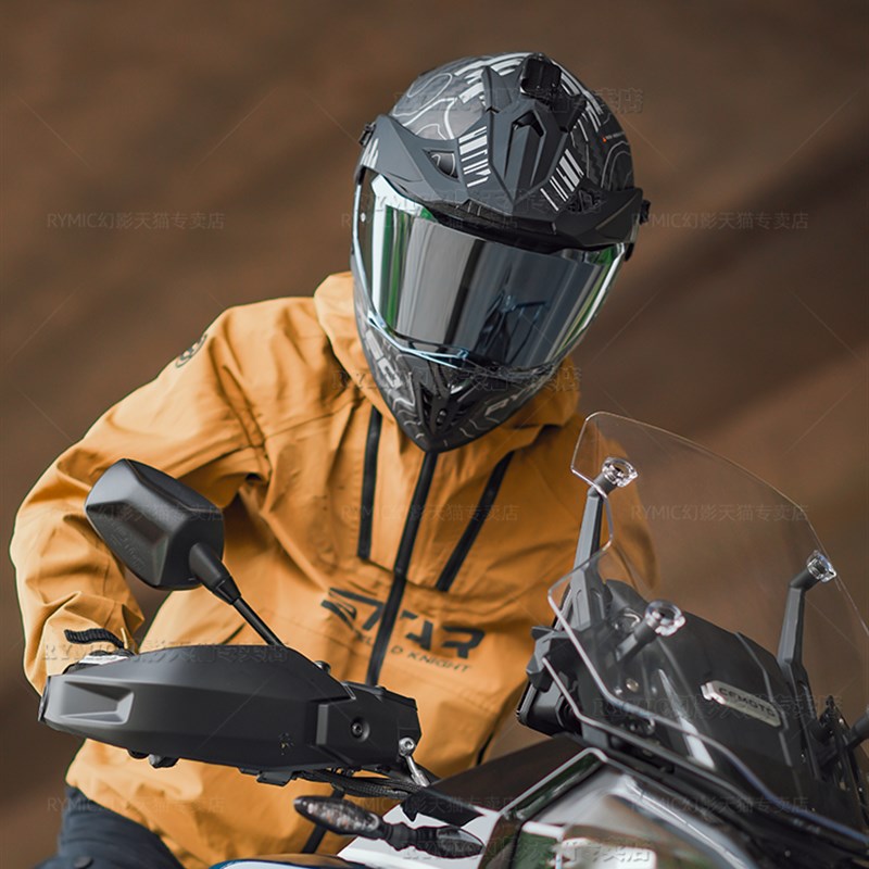 RYMIC睿觅X60碳纤维双镜片拉力摩托车头盔男机车越野四季全盔超轻
