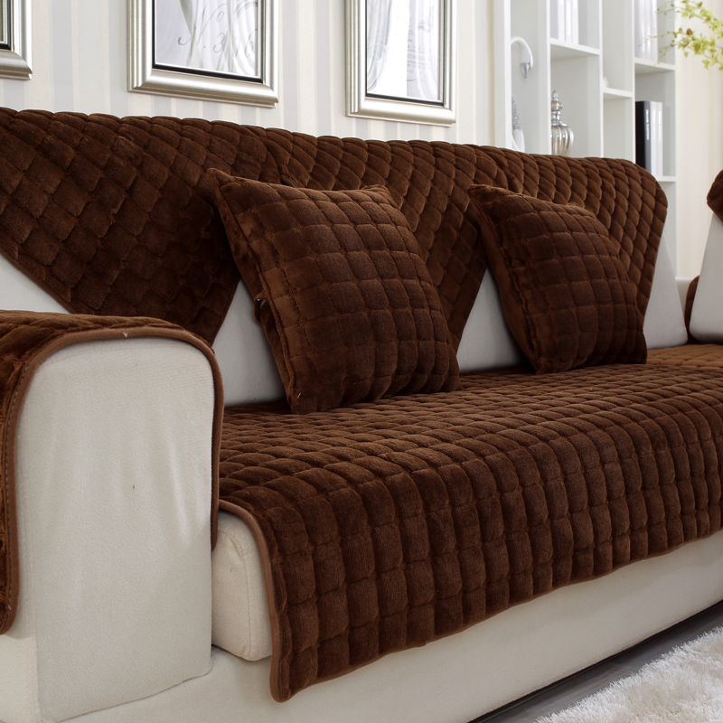 冬季毛绒沙发垫法兰绒布艺欧式加厚坐垫四季防滑皮沙发巾罩