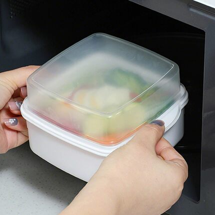 日本微波炉专用蔬菜蒸盒加热蒸菜盒蒸笼热包子器皿蒸碗带盖三件套