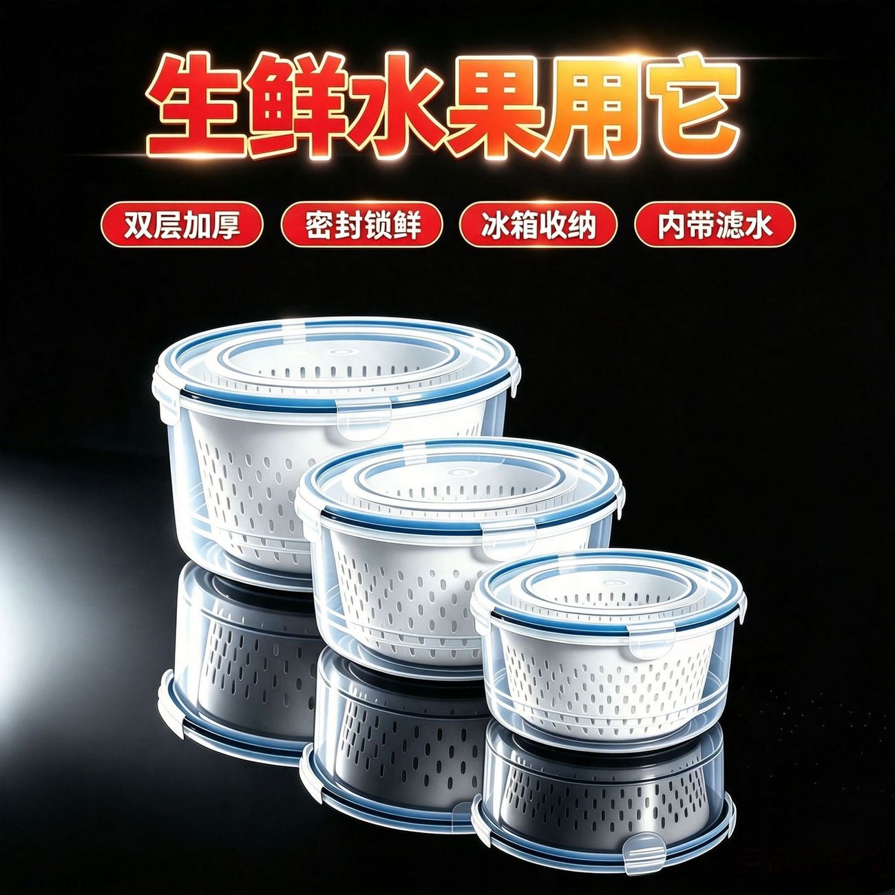 食品级保鲜盒冰箱收纳密封防漏盒