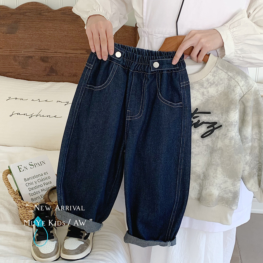 儿童牛仔裤春秋季新款时尚童装男童韩版直筒裤洋气百搭宽松长裤