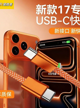 诺胜者适用苹果17ProMax65W数据线iPhone16充电器线17快充15手机双typec橙色编织ipad车载45WAirType-c快充线