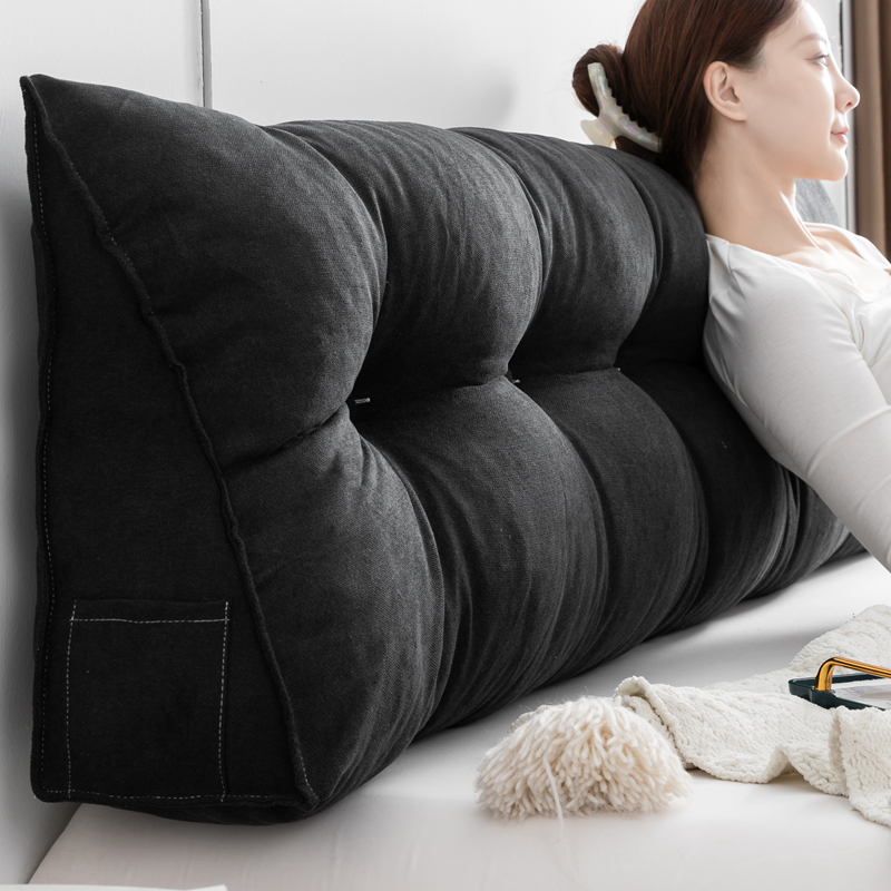 Awake  床头靠垫三角床上靠枕沙发大靠背可拆洗卧室软包轻奢黑