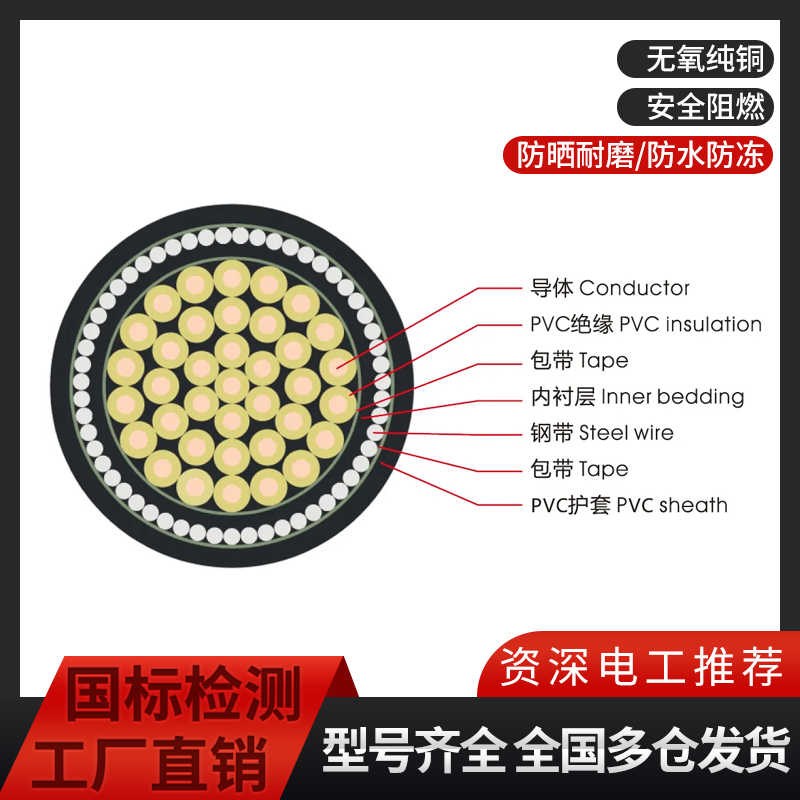珠江控制电缆KVV屏蔽线KVVP2 3 4 5 6 7 8 10 12芯1 1.5 2.5平方