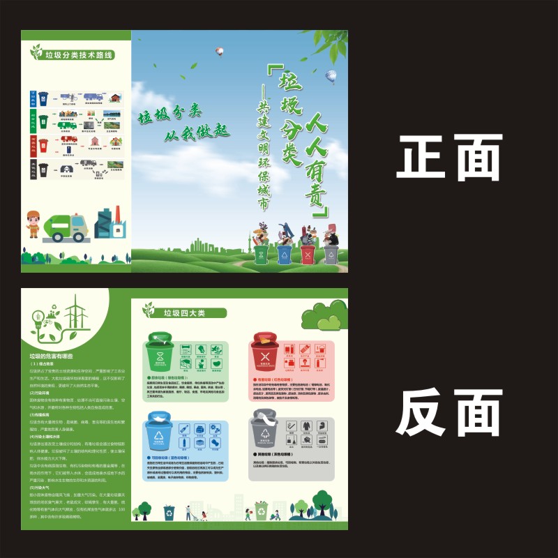 垃圾分类宣传手册新版北京垃圾分类宣传单宣传彩页垃圾分类三折页