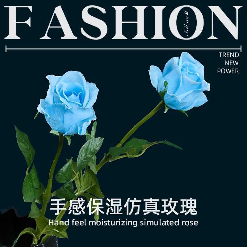 新 高档手感保湿仿真花蓝色玫瑰假花摆设客厅摆件塑料花装饰花卉,家居饰品,仿真花/假花,淘宝优惠券,粉丝福利购,淘宝优惠卷