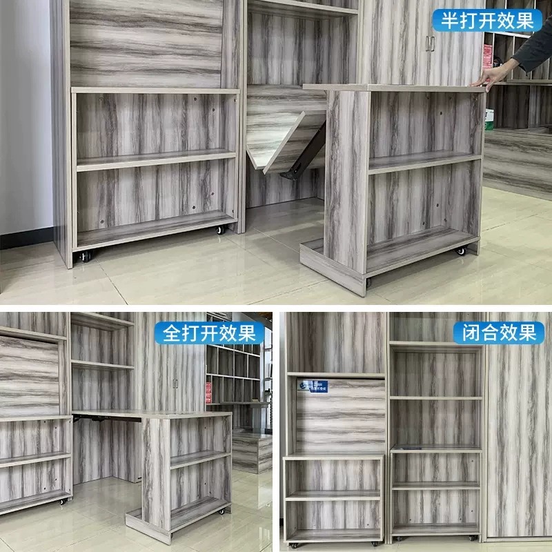 下翻式可折叠桌抽拉式拉伸缩餐桌书桌子多功能隐藏五金配件上翻