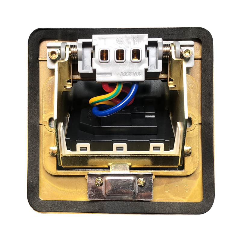 梅兰日兰120型铜面板弹起式五孔地插座 防水多媒体网络隐藏木地板