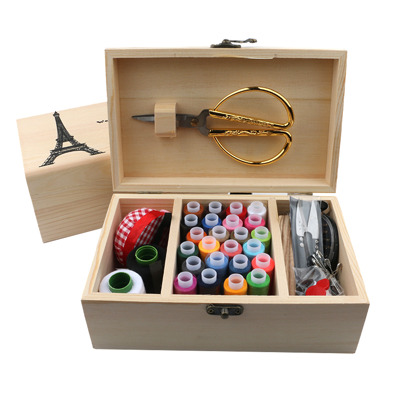 实木针线盒家用针线收纳工具高档结婚嫁妆缝纫用品便携针线包套装