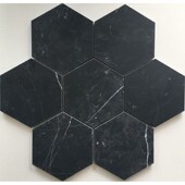 黑色大六角马赛墙地砖大理石广西黑六边形阳台地砖浴室