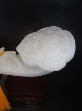 乔迁天然米黄玉白玉石人生事事如意客厅办公室装饰品高端大号