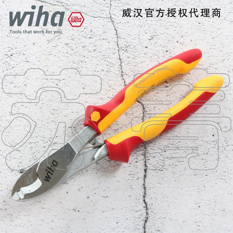 德国Wiha威汉电工绝缘电缆钳43660/43662切线剥线钳 电缆剪Z50306