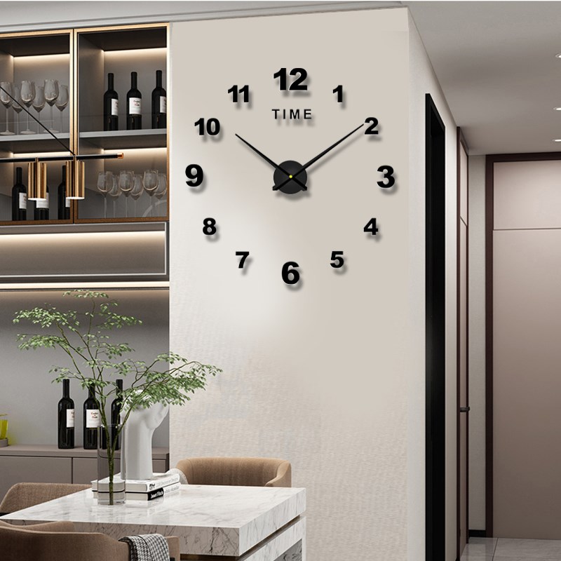 免打孔钟表挂钟客厅D立体时尚创意艺术墙贴个性数字创意挂钟