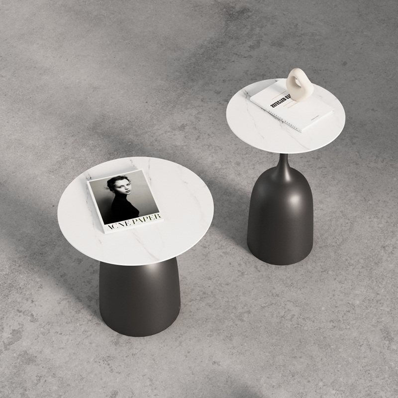 现代岩板沙发边几角几客厅侧边柜小茶几圆桌卧室床头柜床边桌