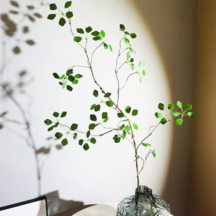 仿生绿植观音莲叶落地大树枝马醉木玻璃花瓶客厅玄关柜树叶仿真花