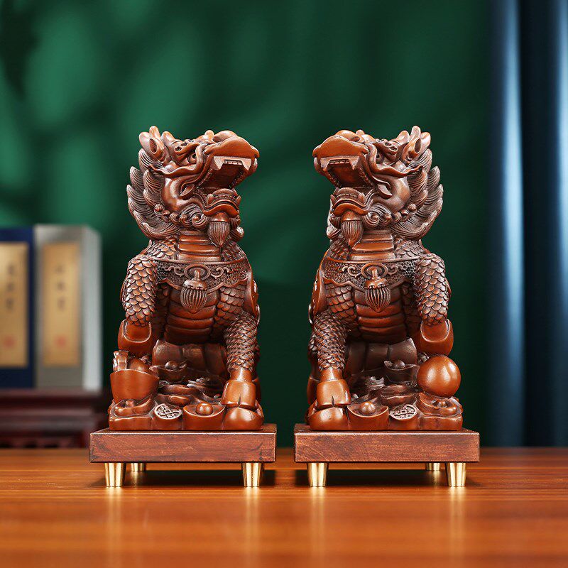 紫铜瑞兽麒麟一对玄关办公室业乔迁礼品