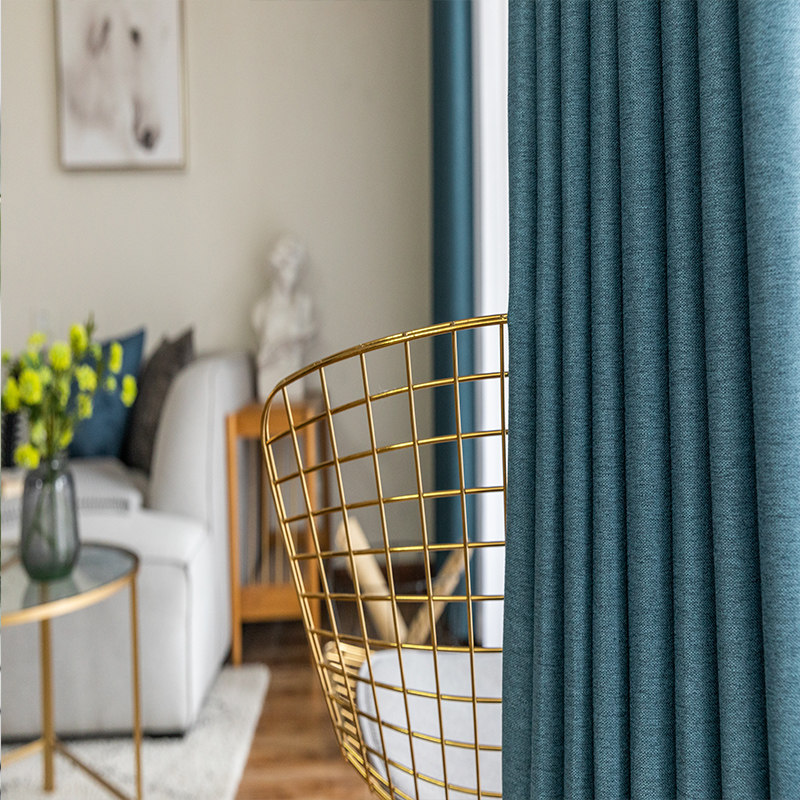 现代面麻窗帘天鹅绒 客厅卧室阳台玻璃落地窗遮光窗帘隔热