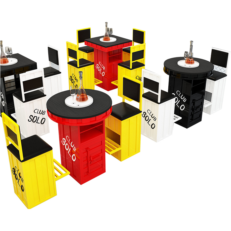 工业风集装箱餐厅创意铁艺卡座沙发酒吧KTV接待洽淡油桶桌椅