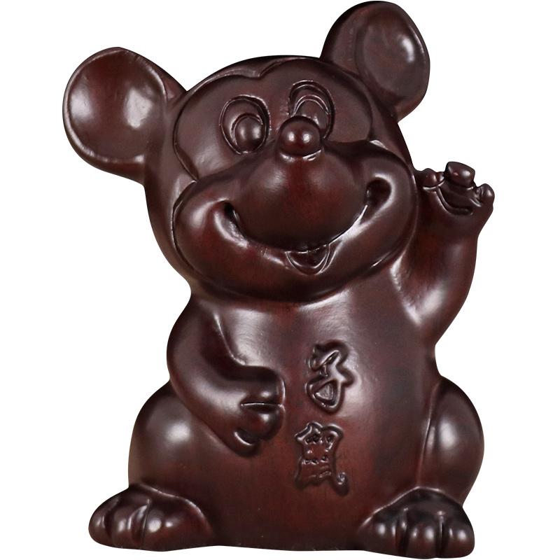 铁圈礼业实木十二生肖鼠牛虎兔龙蛇马羊猴鸡狗猪黑檀雕刻木雕摆件