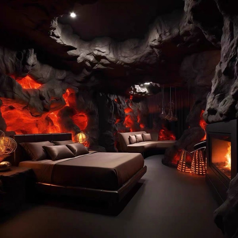 发光火山岩板透光火山板FRP超薄柔性石材火星岩透光板透光背景墙