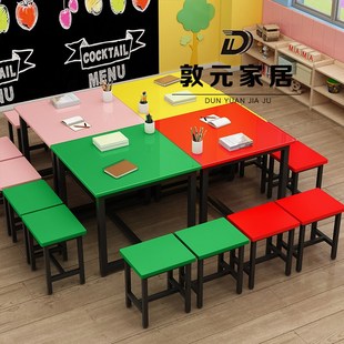 美术绘画桌幼儿园小学生玻璃书法画室学生补习培训辅导班课桌椅