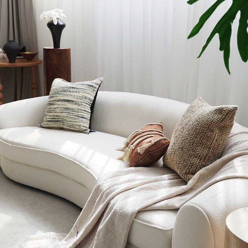 布在奶油风抱枕现代简客厅白色沙发靠垫民宿靠枕样板