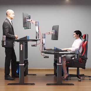 电脑桌升降台式电竞桌学生游戏桌卧室学习写字桌椅装黑