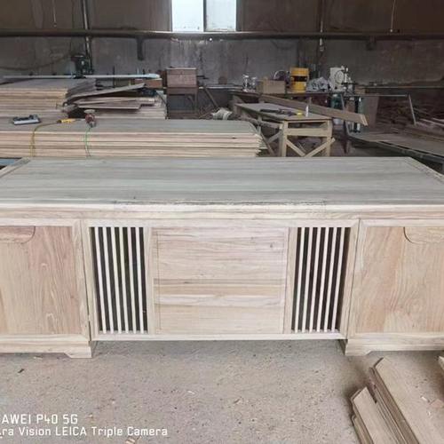 北方老榆木新中式实木书桌老板办公桌白茬白胚白坯写字大班台家具