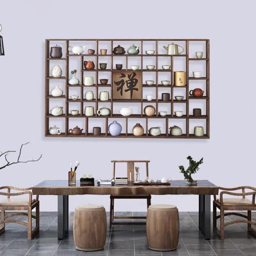 实木茶杯架子博古架多宝阁壁挂式茶具架茶壶收纳架置物架展架摆架