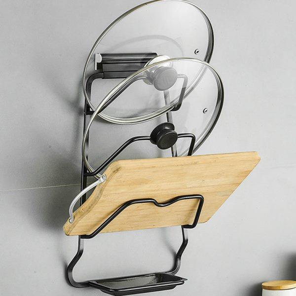 百沙王免打孔壁挂锅盖架带接水盘太空铝砧板菜板架厨房收纳置物架,家装主材,锅盖架,淘宝优惠券,粉丝福利购,淘宝优惠卷