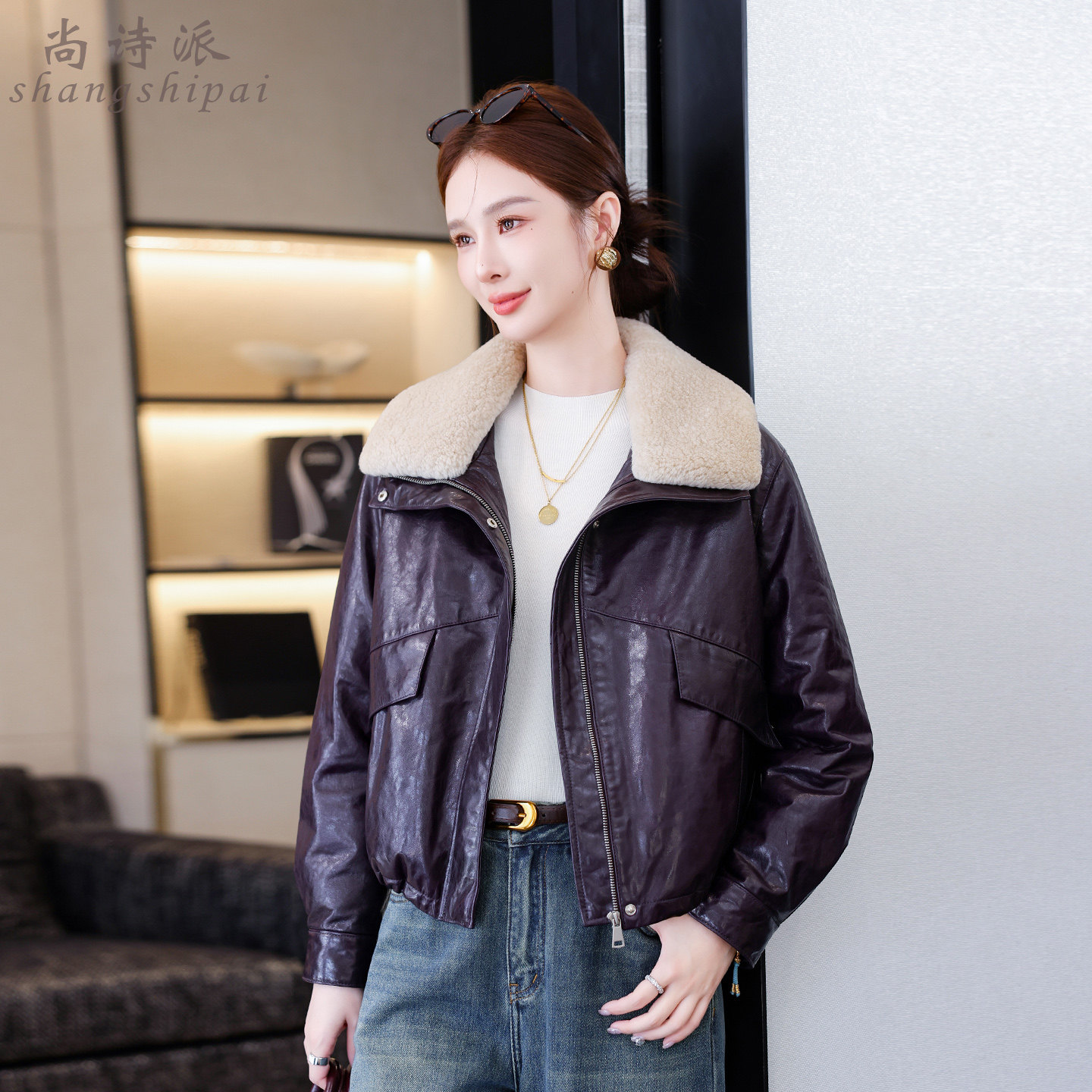 真皮皮衣女羽绒服2025新款冬季可脱卸毛领绵羊皮夹克宽松短款外套