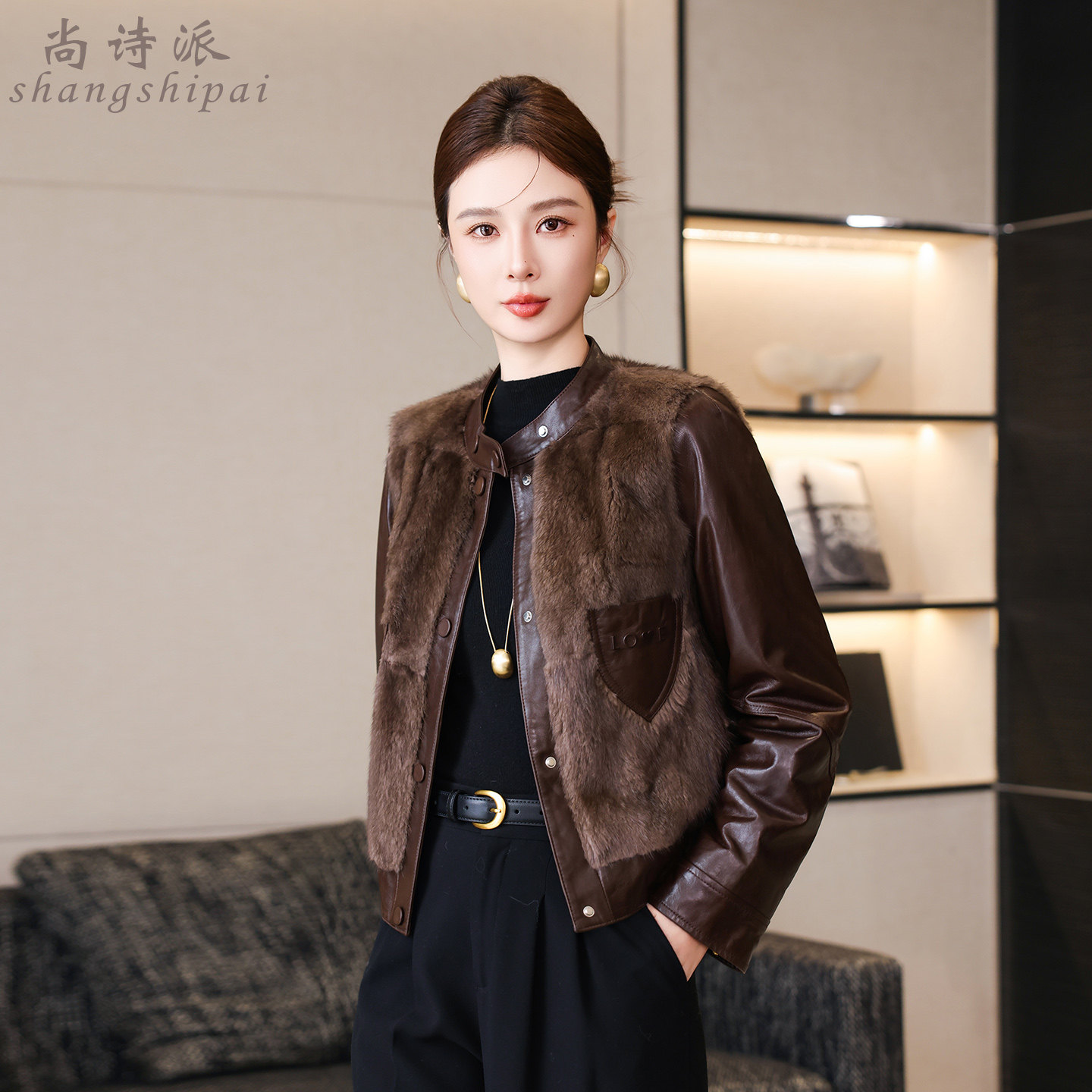 真皮羽绒服女2025冬季新款海宁头层绵羊皮拼接青根貂皮草短款外套