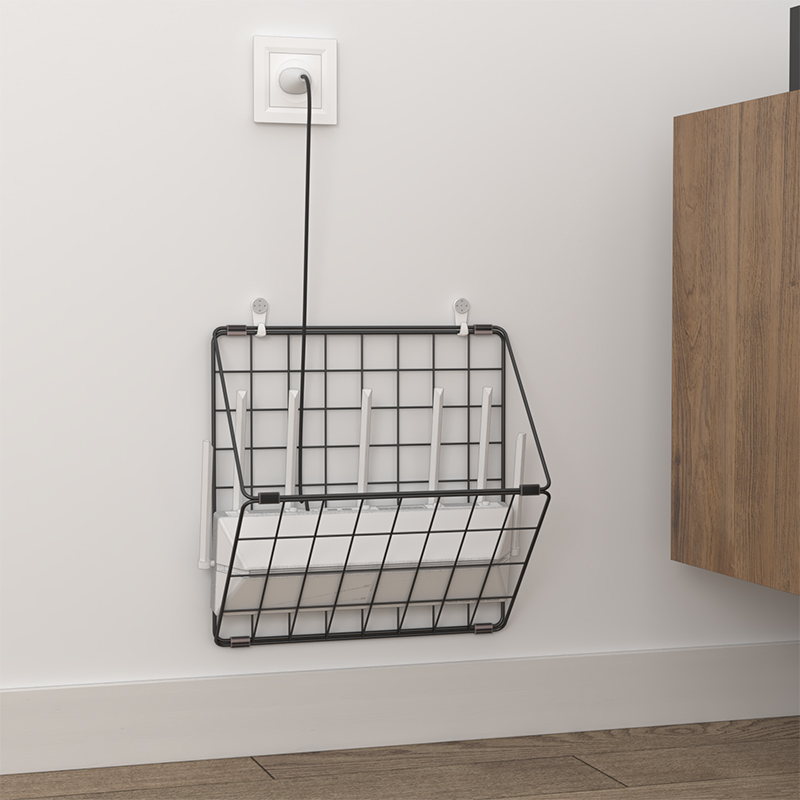 家用客厅墙上壁挂打孔n路由器散热置物架无线wiff收纳层架网路盒