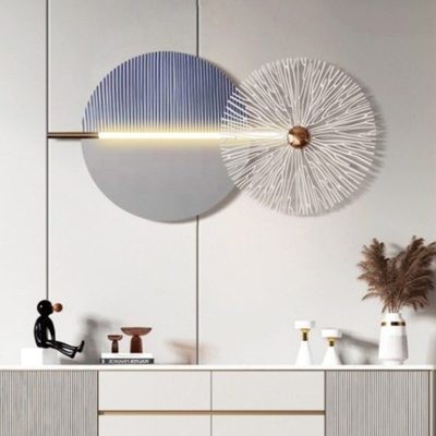 现代墙面装饰卧室轻奢带灯光样板间酒店创意墙饰挂件餐厅立体挂饰