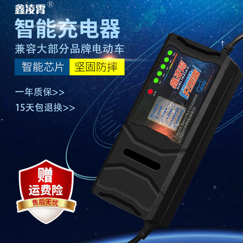 腾羚自动关机智能电动车电瓶充电器48V12AH60V20AH72V30AT孔通用