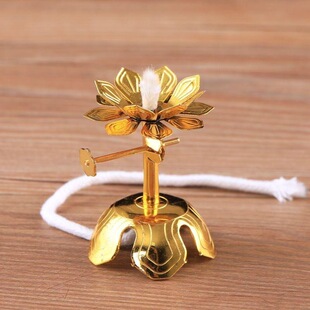 镀铜合金 可伸缩灯芯架 莲花灯架灯座 酥油灯 供佛灯油灯芯架