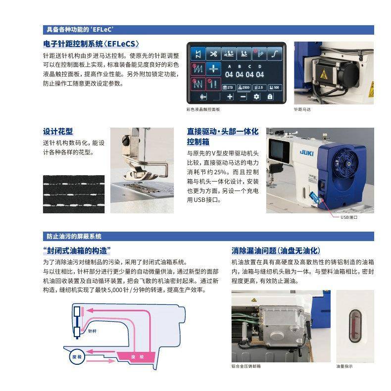 DDL-900C直驱高速单针平缝机JUKI电子针距控制自动切线缝纫机