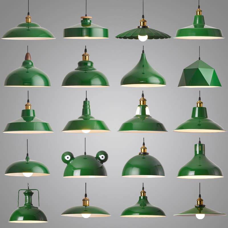 饭厅吊灯灯罩覆古工业风loft铁艺邮政墨绿色饭店火锅店铺商用灯具