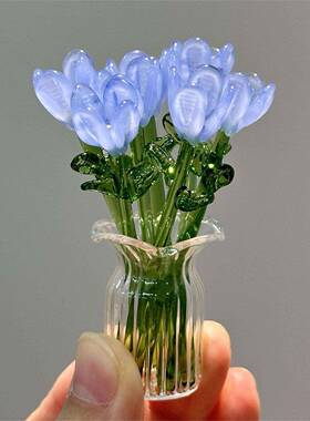 淄博手工琉璃小花朵仿真花束插花玻璃永生花礼物清新桌面装饰摆件