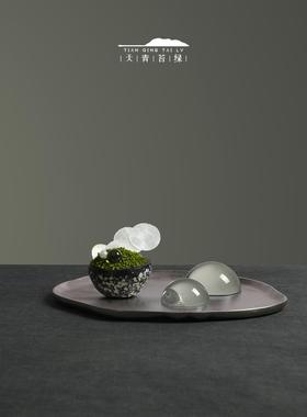 天青苔绿 玛瑙永生苔藓花艺青苔摆件 定制样板间酒店会所客厅饰品