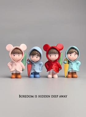 无聊瞭，摆几祇雨伞小人来疗伤治愈电脑桌面日式工位办公桌小摆件