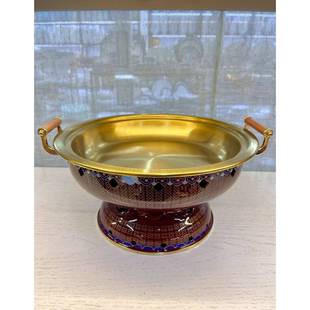 景泰蓝火锅炉酒精加热汤盆不锈钢火锅炉烧烤盘大容量搪瓷干锅烤肉