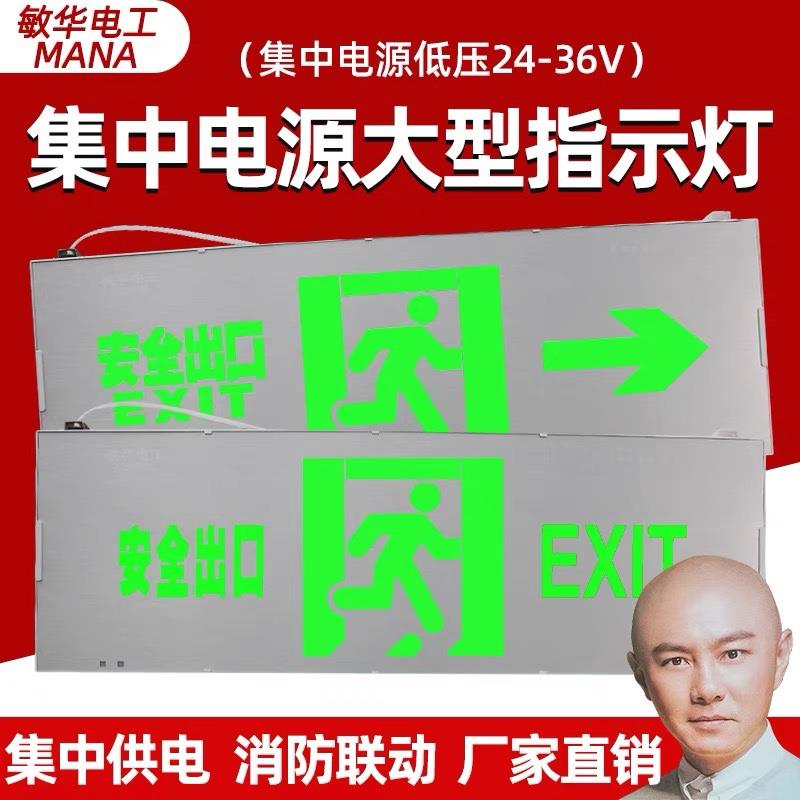 敏华电工拿斯特集电集制大型低压36V安全出口指示牌600疏散标志灯