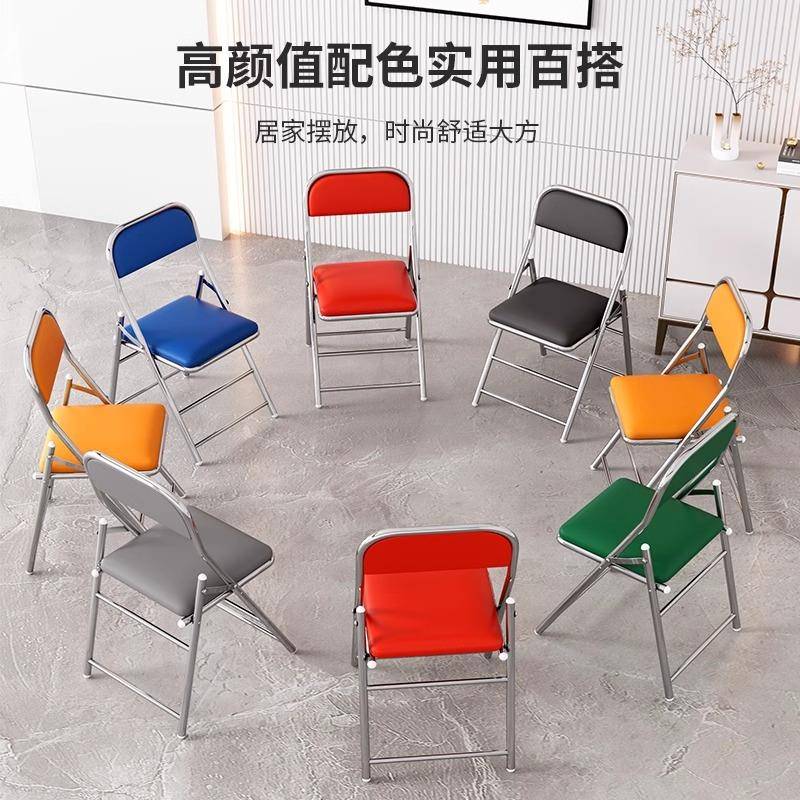 网红不锈钢折叠椅靠背软包小吃店大排档烧烤店室内外摆商用餐椅