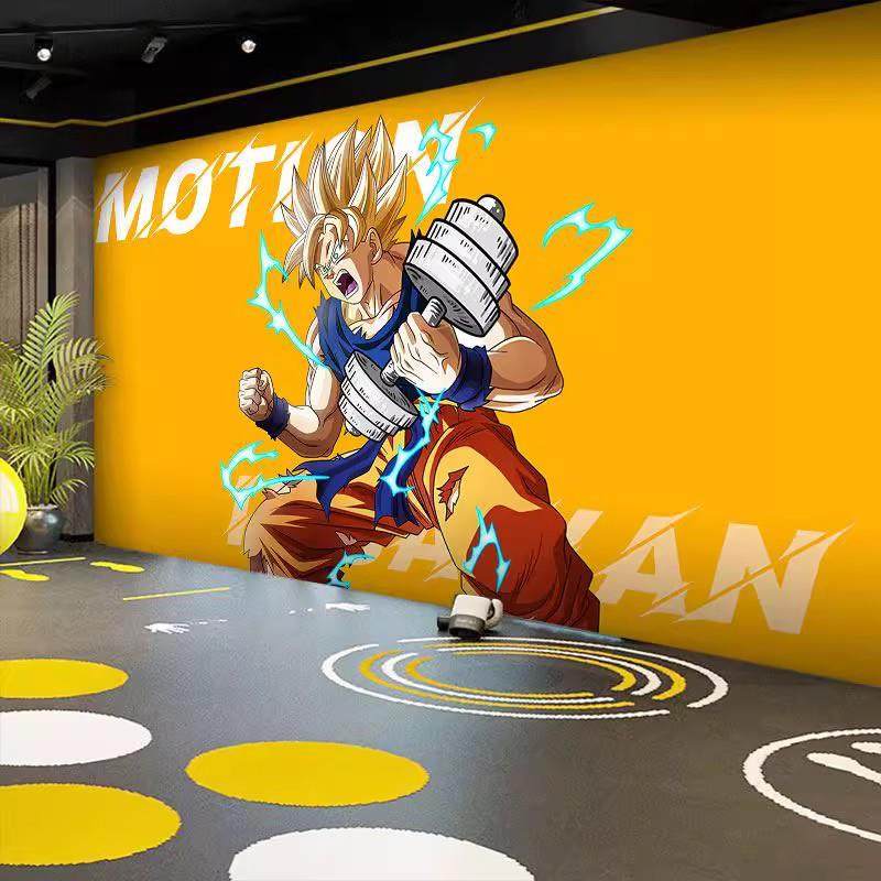 散打搏击泰拳拳击墙纸跆拳道武术馆装修背景俱乐部健身房涂鸦壁纸