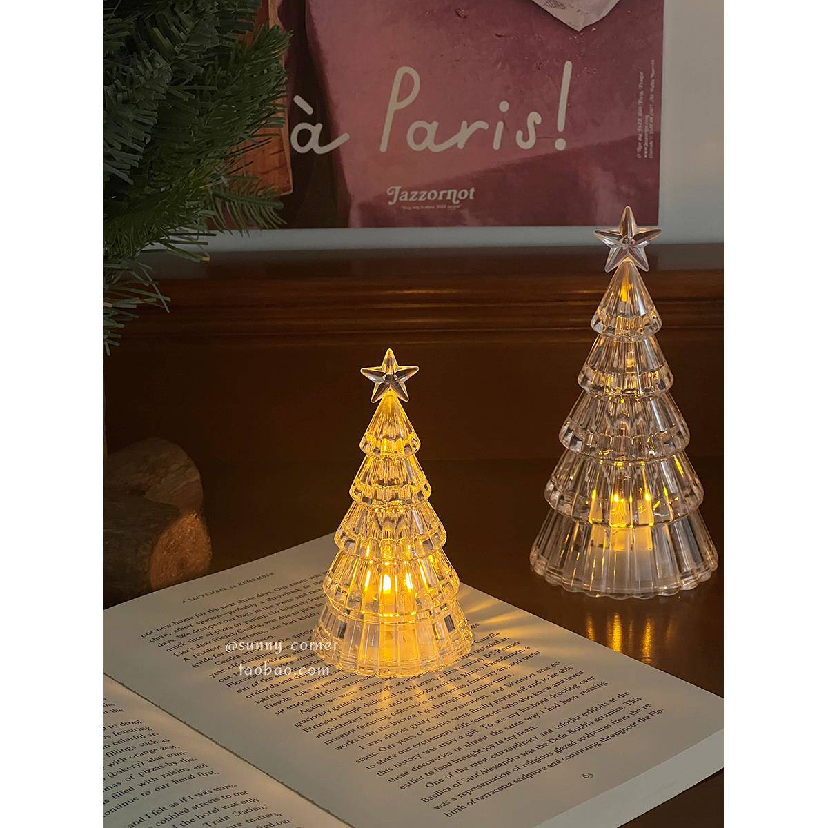 ins星星圣诞树桌面led小夜灯氛围灯发光摆件新年春节场景装饰布置