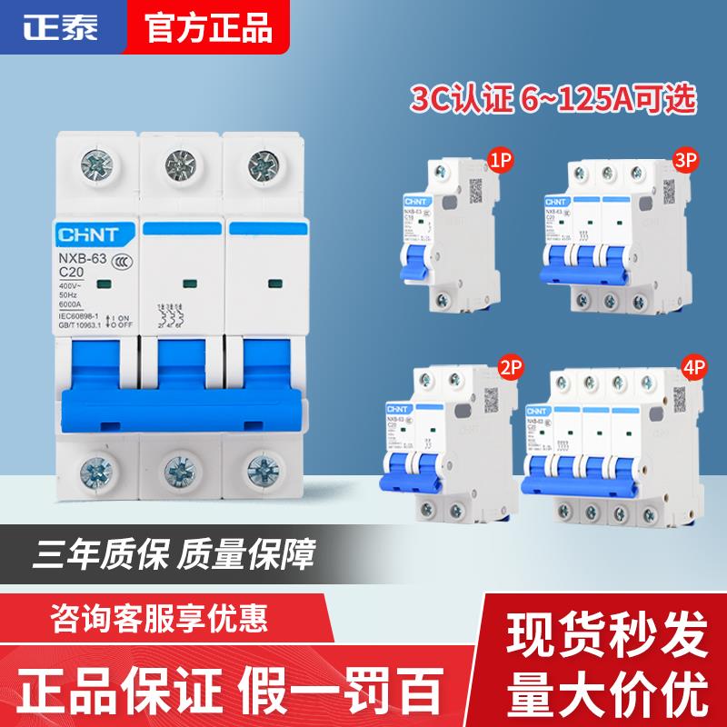 正泰NXB空气开 关32a2p家用空开 小型断路器总开 电闸63a100a125d